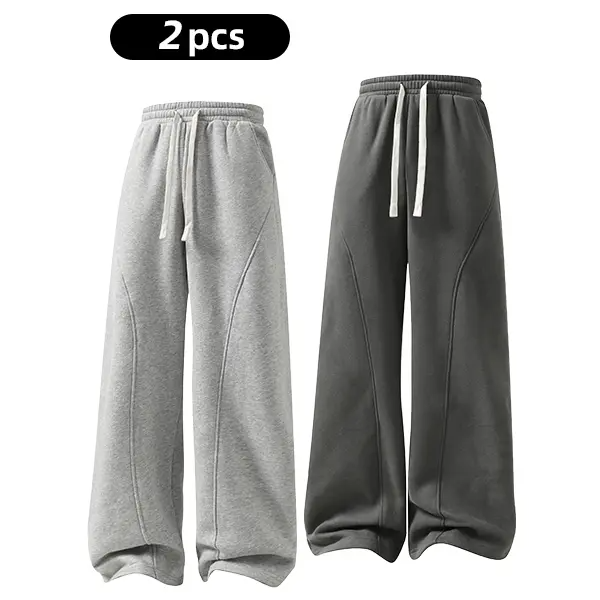 Men's Fleece-Lined Warm Sweatpants | Drawstring design, loose fit—suitable for autumn and winter wear.