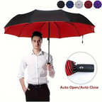 Automatic Folding Umbrella – Windproof & Waterproof | 10-Rib Double Canopy | Men & Women