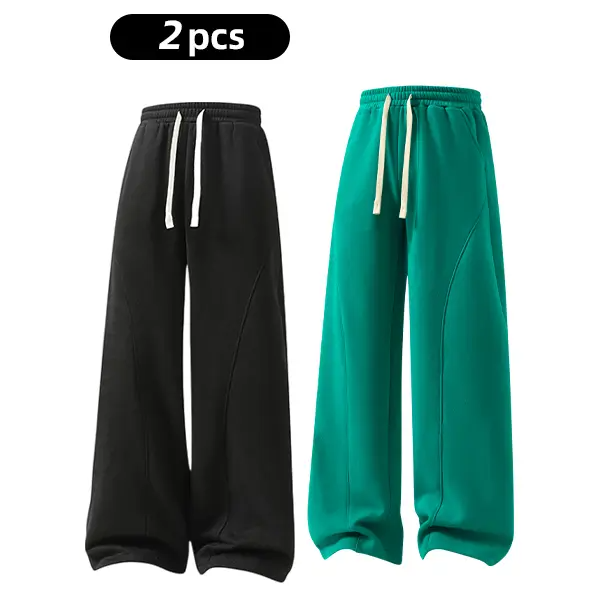 Men's Fleece-Lined Warm Sweatpants | Drawstring design, loose fit—suitable for autumn and winter wear.