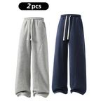 Men's Fleece-Lined Warm Sweatpants | Drawstring design, loose fit—suitable for autumn and winter wear.