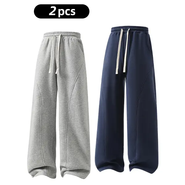 Men's Fleece-Lined Warm Sweatpants | Drawstring design, loose fit—suitable for autumn and winter wear.