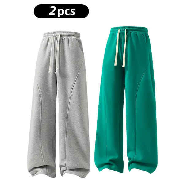 Men's Fleece-Lined Warm Sweatpants | Drawstring design, loose fit—suitable for autumn and winter wear.