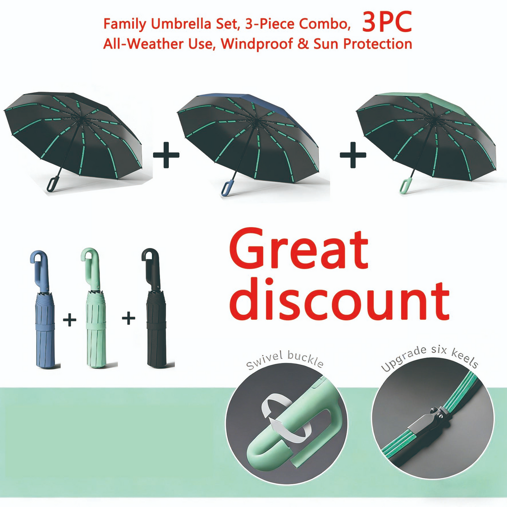 Automatic Folding Umbrella – Windproof & Waterproof | 10-Rib Double Canopy | Men & Women