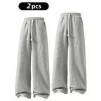 Men's Fleece-Lined Warm Sweatpants | Drawstring design, loose fit—suitable for autumn and winter wear.