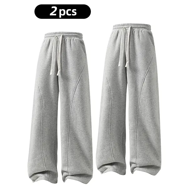 Men's Fleece-Lined Warm Sweatpants | Drawstring design, loose fit—suitable for autumn and winter wear.