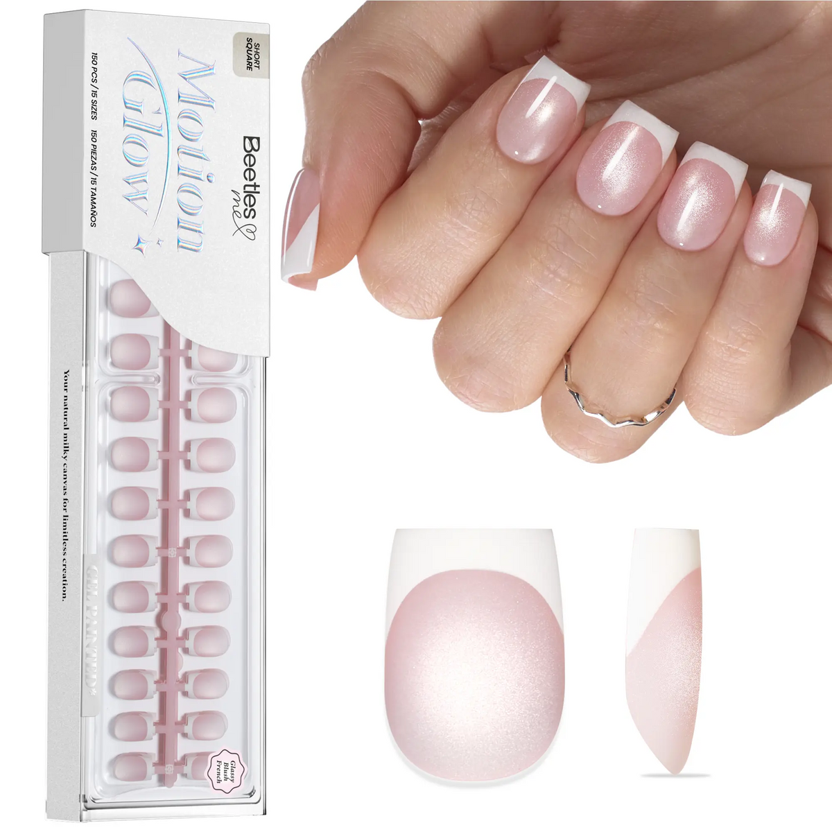 Cat Eye Press-On Nails – Gel-Painted French Tips, Full Cover Soft Gel Fake Nails for DIY Salon Manicure