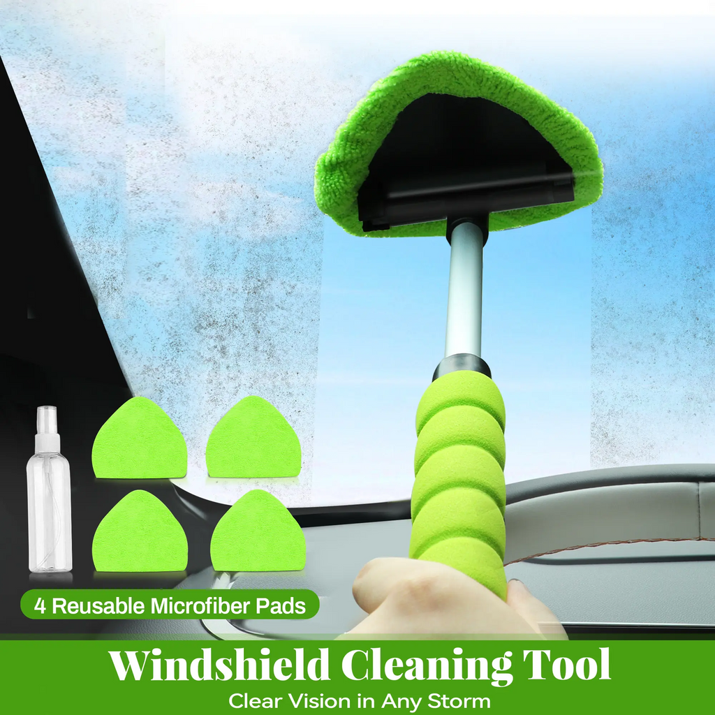 Car Windshield Cleaner – Microfiber Window Cleaning Tool with 180° Swivel Head & Extendable Handle