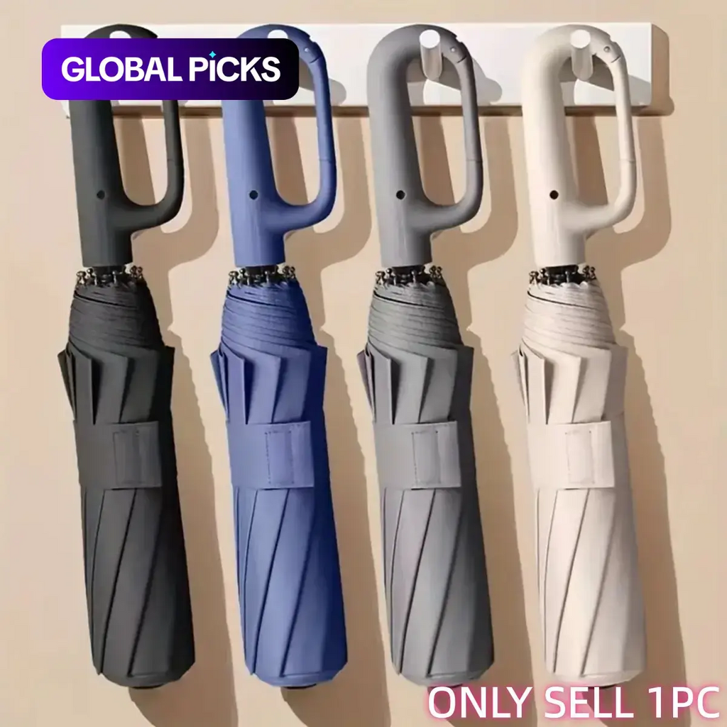 Automatic Folding Umbrella – Windproof & Waterproof | 10-Rib Double Canopy | Men & Women