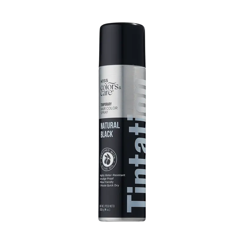 Kiss Tintation Temporary Hair Color Spray – Natural Black, Semi-Permanent Hair Dye