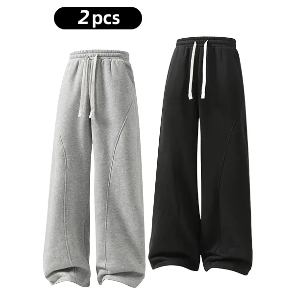 Men's Fleece-Lined Warm Sweatpants | Drawstring design, loose fit—suitable for autumn and winter wear.