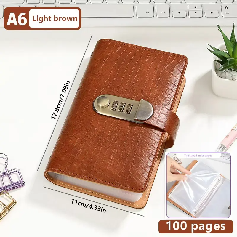 A6 Leather Journal with Combination Lock – 100 Pages