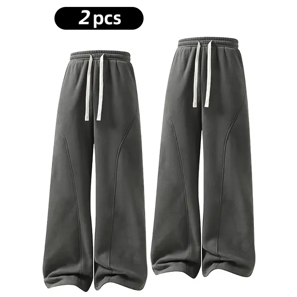 Men's Fleece-Lined Warm Sweatpants | Drawstring design, loose fit—suitable for autumn and winter wear.