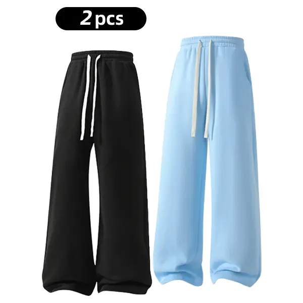 Men's Fleece-Lined Warm Sweatpants | Drawstring design, loose fit—suitable for autumn and winter wear.