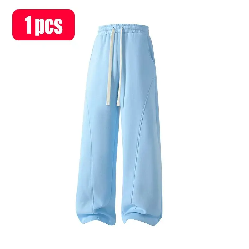 Men's Fleece-Lined Warm Sweatpants | Drawstring design, loose fit—suitable for autumn and winter wear.