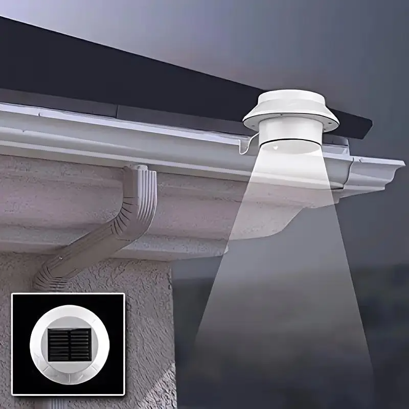 Solar LED Gutter Lights – Auto Sensor, Waterproof, for Garden, Stairs & Garage (White)