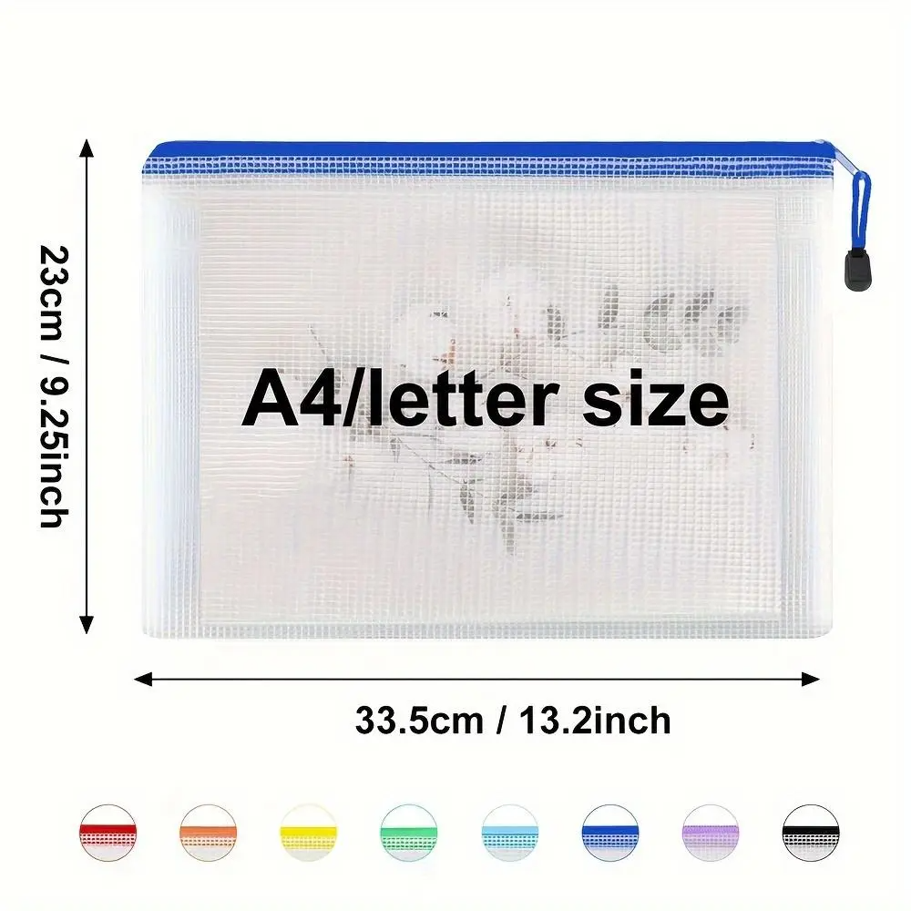 A4 Mesh Zipper File Pouches