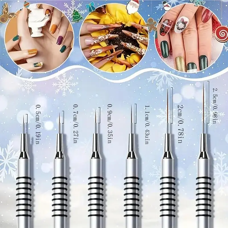 6-Piece Nail Art Striping Brush Set