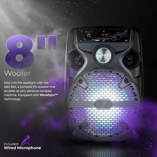 8" Portable Bluetooth Karaoke Speaker with Microphone, Tripod Stand & FM Radio – LED Party Sound System