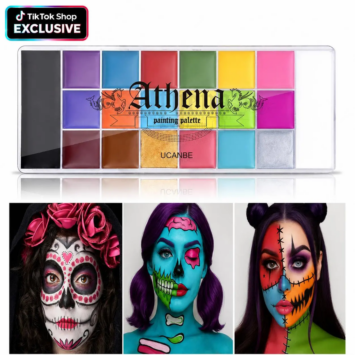 Athena 20-Color Face & Body Paint Palette – Waterproof, Non-Toxic, for Halloween & Artistic Makeup