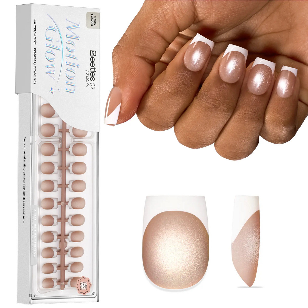 Cat Eye Press-On Nails – Gel-Painted French Tips, Full Cover Soft Gel Fake Nails for DIY Salon Manicure