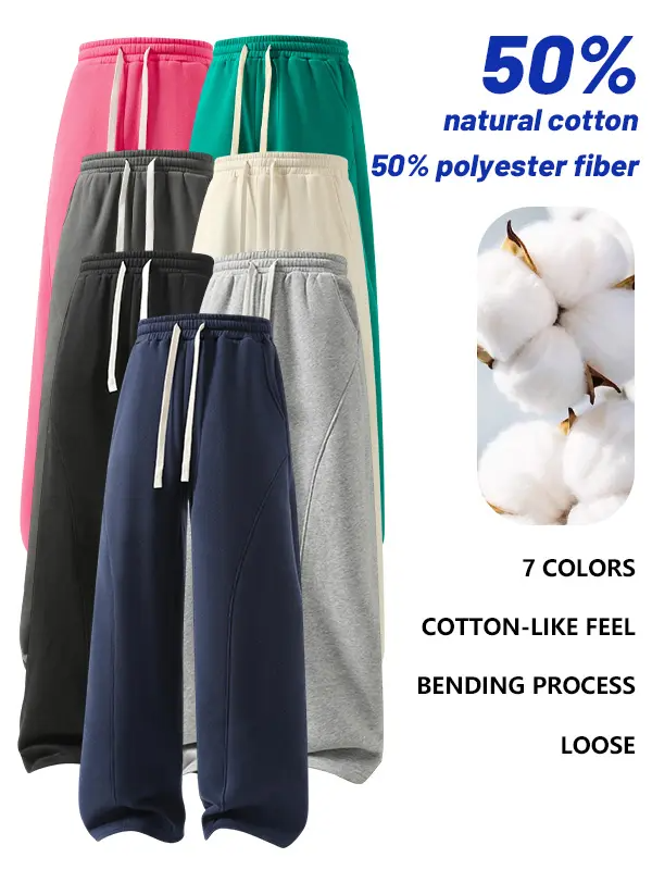 Men's Fleece-Lined Warm Sweatpants | Drawstring design, loose fit—suitable for autumn and winter wear.