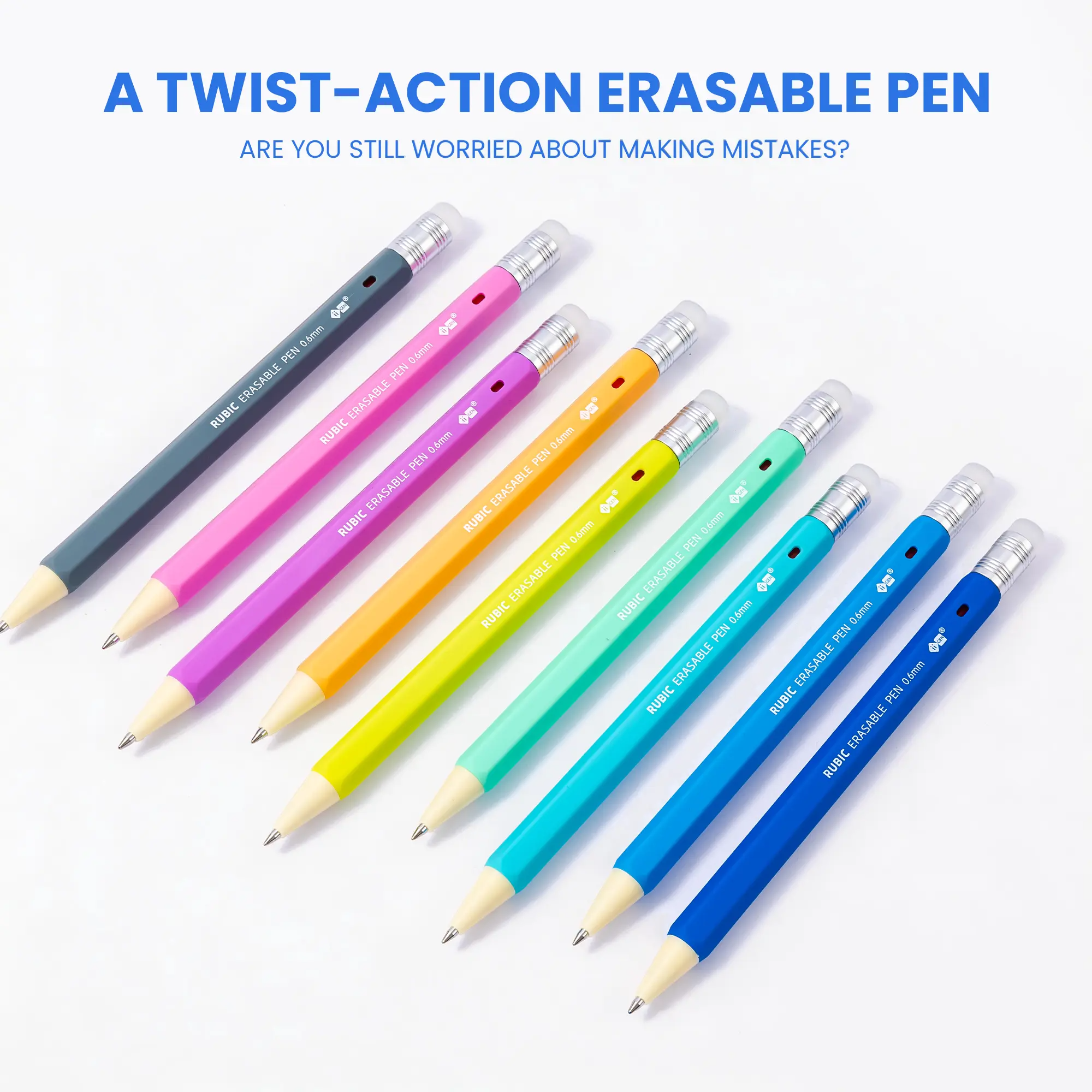 iiGEN 36-Color Erasable Gel Pen Set | 0.6mm Fine Tip, Ergonomic Hexagonal Grip