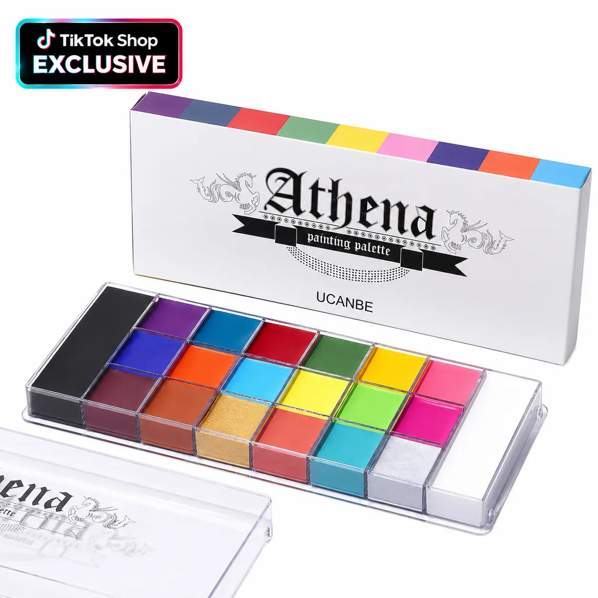 Athena 20-Color Face & Body Paint Palette – Waterproof, Non-Toxic, for Halloween & Artistic Makeup