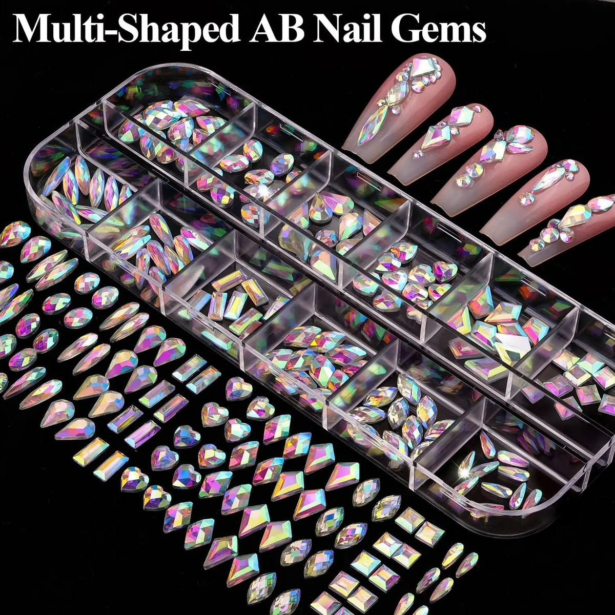 3D Nail Charms Kit – 8 Boxes of Rhinestones, Pearls & Jewels for Nail Art & DIY Crafts