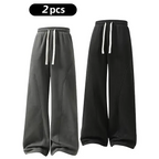 Men's Fleece-Lined Warm Sweatpants | Drawstring design, loose fit—suitable for autumn and winter wear.