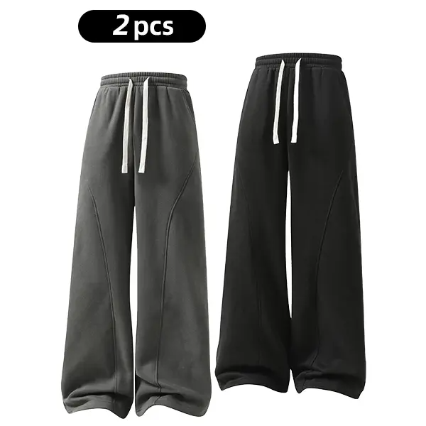 Men's Fleece-Lined Warm Sweatpants | Drawstring design, loose fit—suitable for autumn and winter wear.