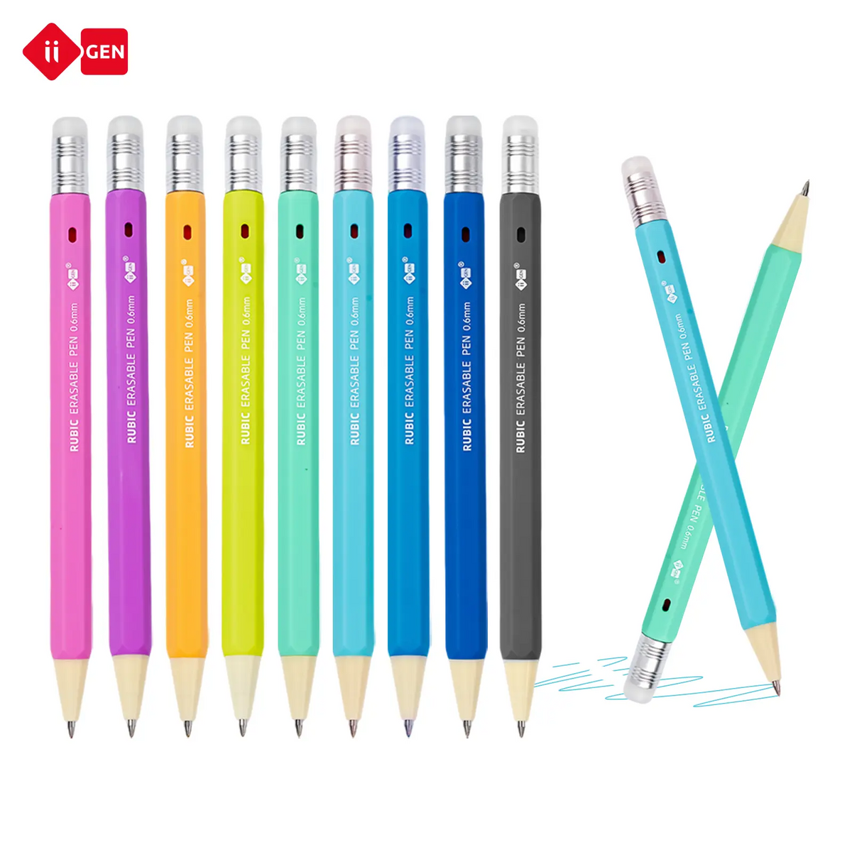 iiGEN 36-Color Erasable Gel Pen Set | 0.6mm Fine Tip, Ergonomic Hexagonal Grip