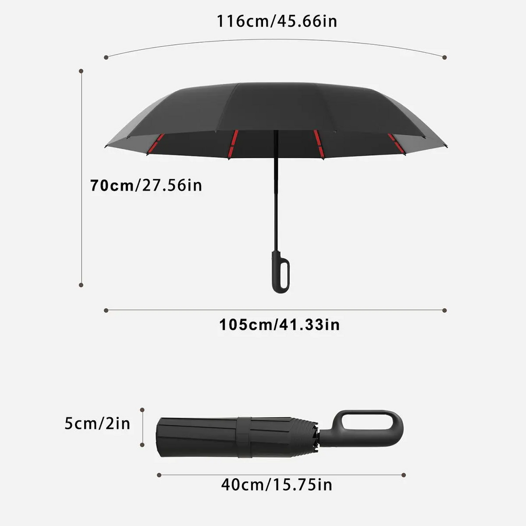 Automatic Folding Umbrella – Windproof & Waterproof | 10-Rib Double Canopy | Men & Women