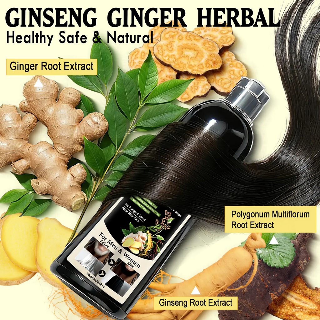 3-in-1 Hair Dye Shampoo – Ginseng Herbal Formula, Covers Grays, Long-Lasting Color (200ml)