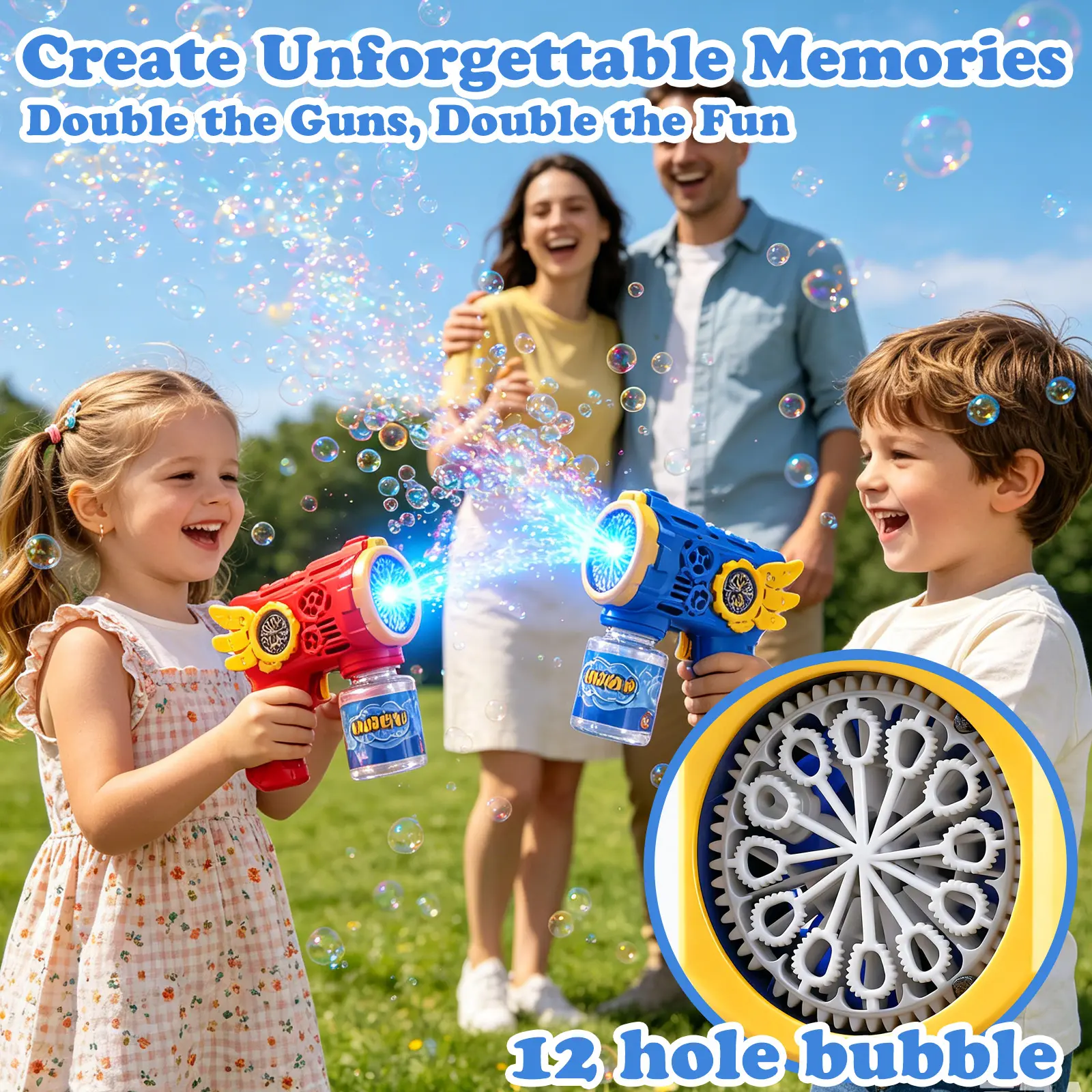 Children's LED Bubble Gun Toy with Leak-Proof Bottle