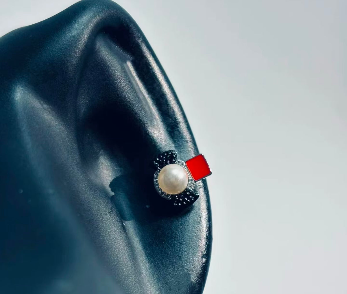 Pearl Bow Earrings – Crystal Rhinestone Stud Earrings, Premium Gift Box Included