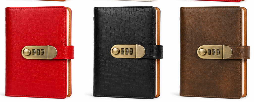 A6 Leather Journal with Combination Lock – 100 Pages