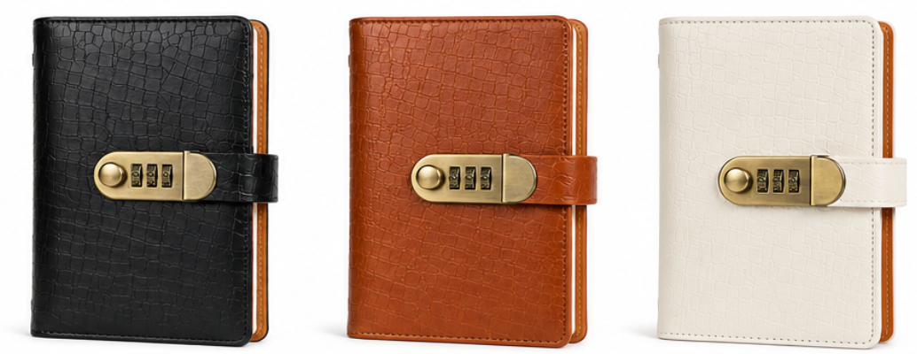 A6 Leather Journal with Combination Lock – 100 Pages