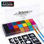 Athena 20-Color Face & Body Paint Palette – Waterproof, Non-Toxic, for Halloween & Artistic Makeup