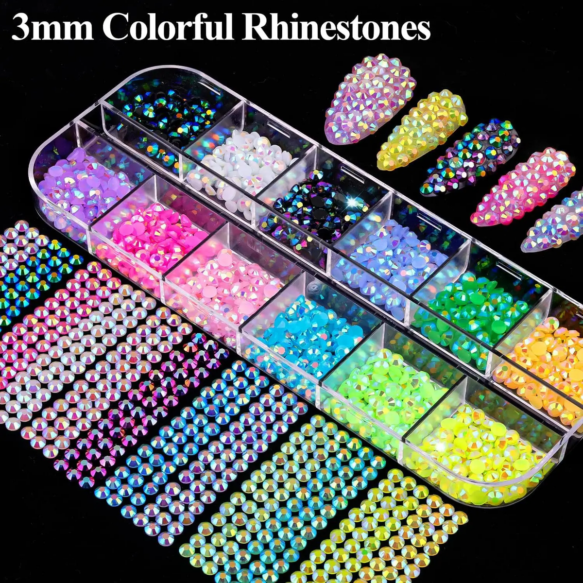 3D Nail Charms Kit – 8 Boxes of Rhinestones, Pearls & Jewels for Nail Art & DIY Crafts