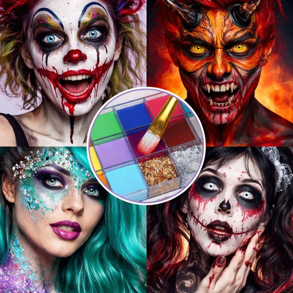 Athena 20-Color Face & Body Paint Palette – Waterproof, Non-Toxic, for Halloween & Artistic Makeup