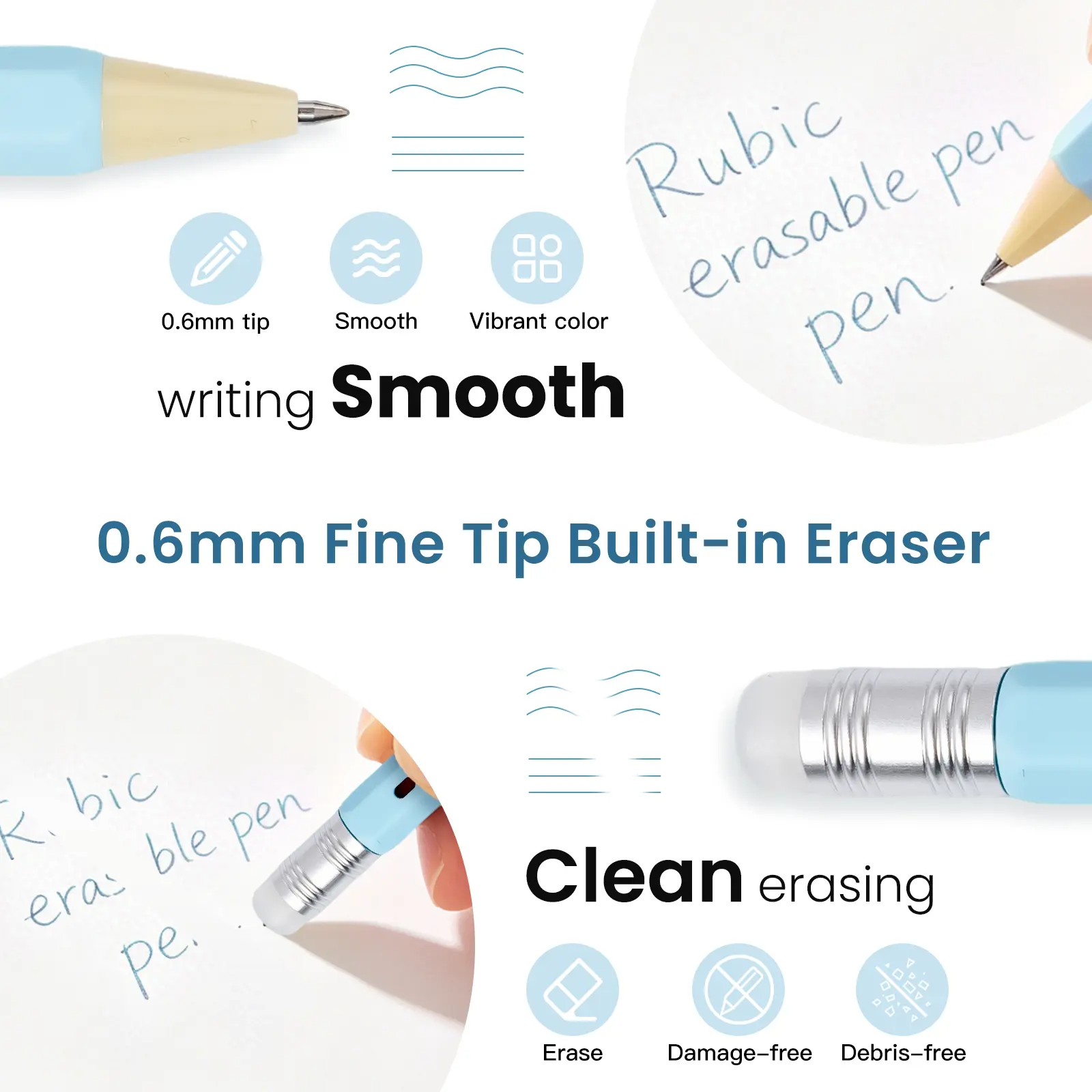 iiGEN 36-Color Erasable Gel Pen Set | 0.6mm Fine Tip, Ergonomic Hexagonal Grip