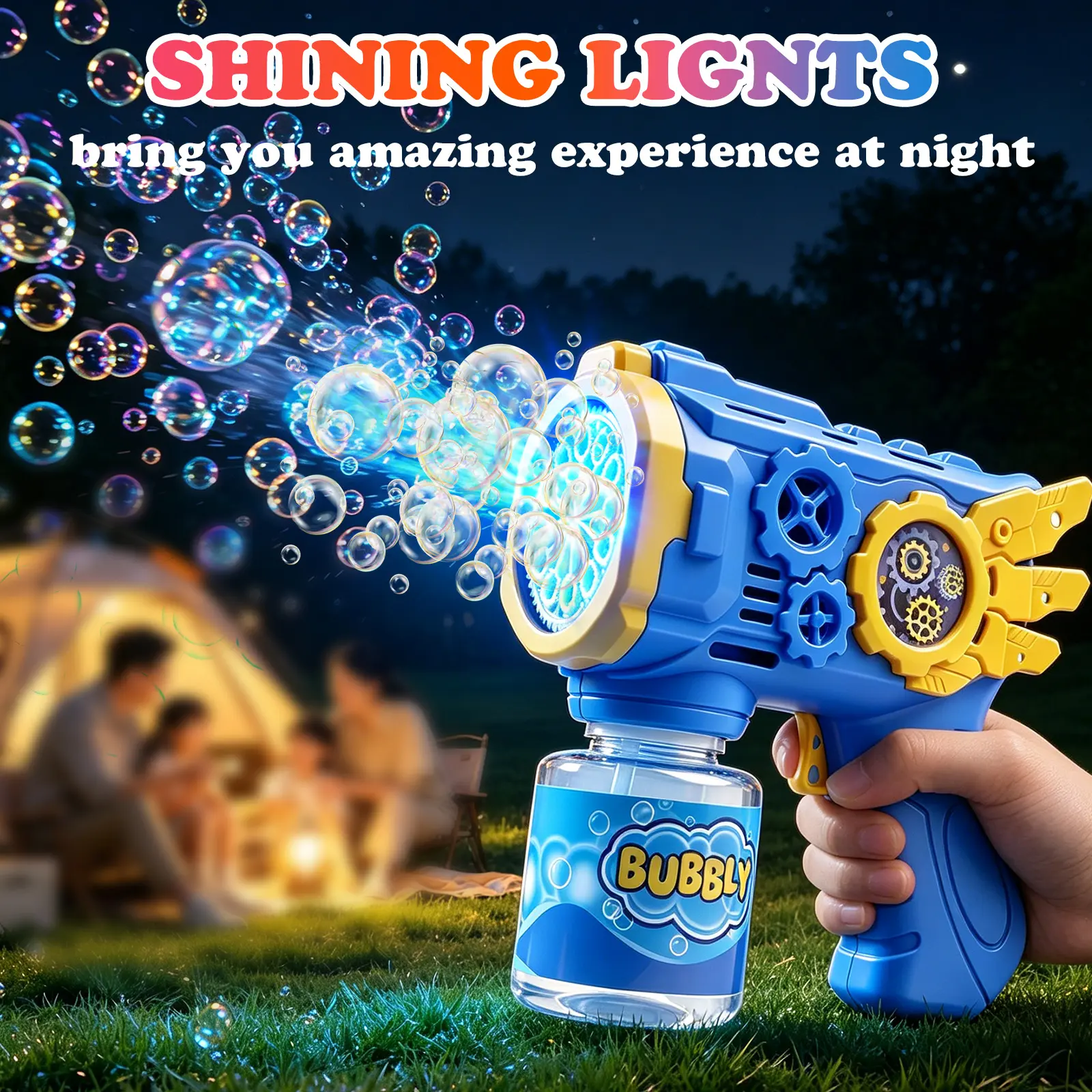 Children's LED Bubble Gun Toy with Leak-Proof Bottle