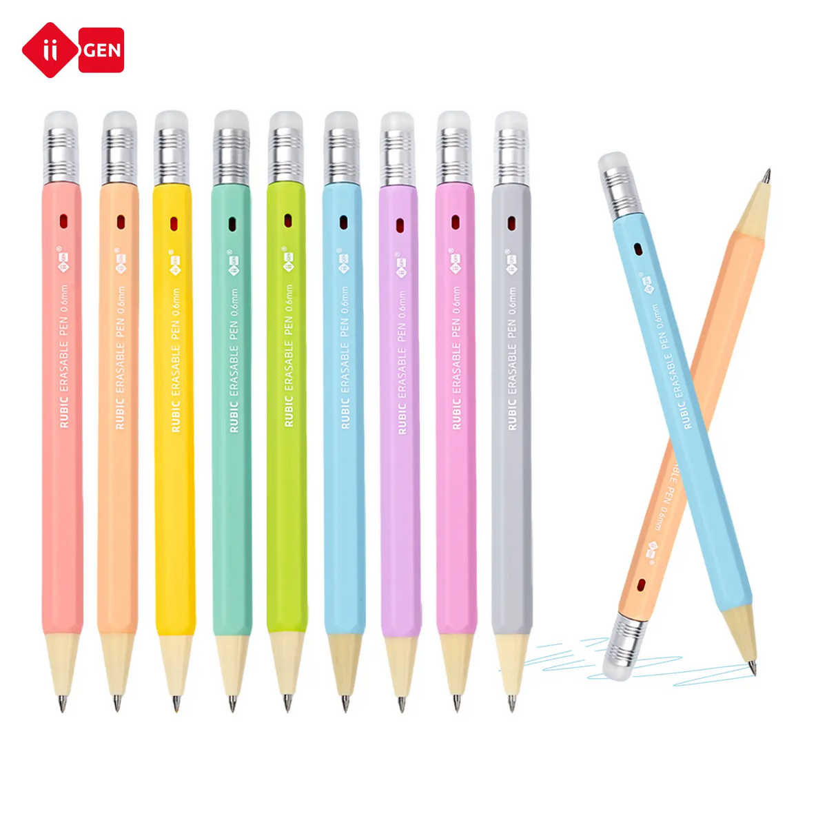 iiGEN 36-Color Erasable Gel Pen Set | 0.6mm Fine Tip, Ergonomic Hexagonal Grip
