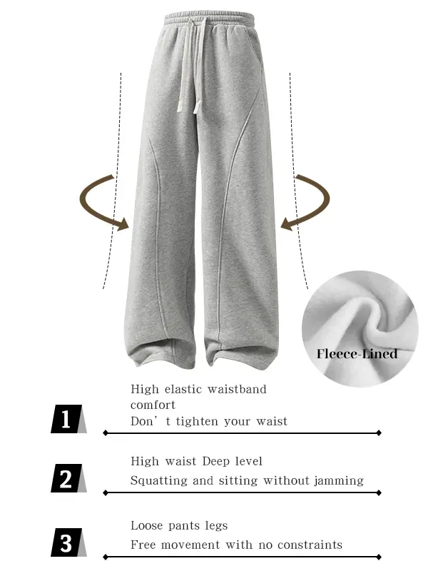 Men's Fleece-Lined Warm Sweatpants | Drawstring design, loose fit—suitable for autumn and winter wear.