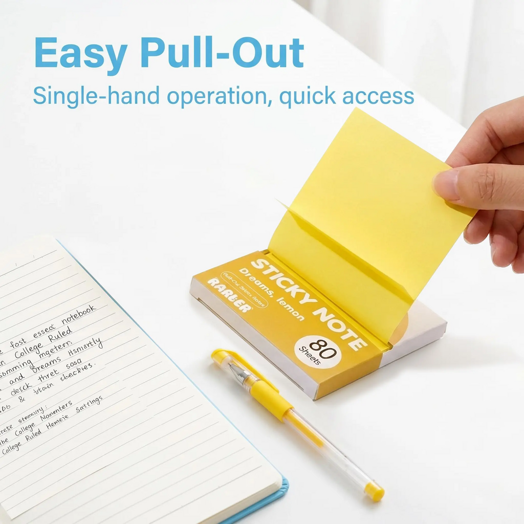 Sticky Notes with Pull-Out Dispenser | 12 Boxes 960 Sheets | 6 Colors | Strong Adhesive No Residue