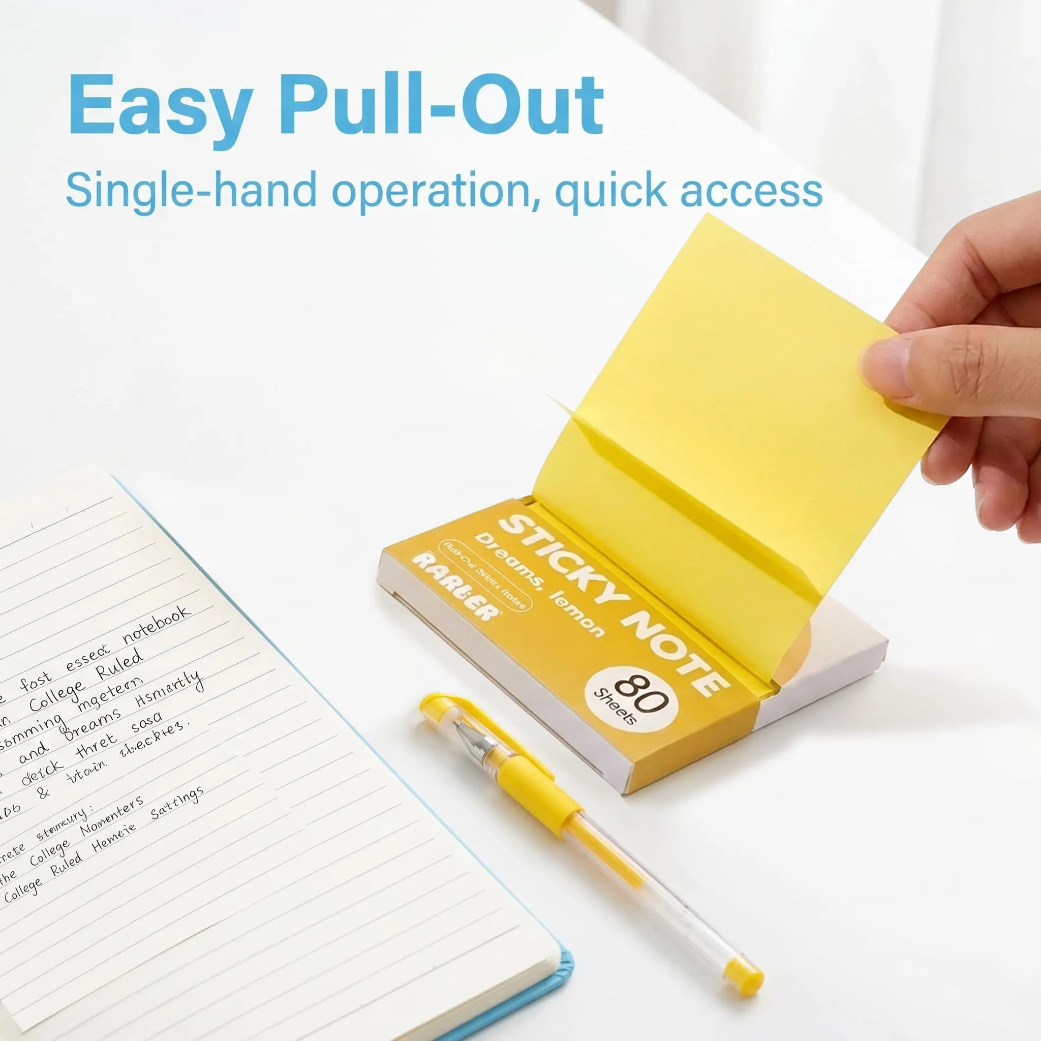 Sticky Notes with Pull-Out Dispenser | 12 Boxes 960 Sheets | 6 Colors | Strong Adhesive No Residue