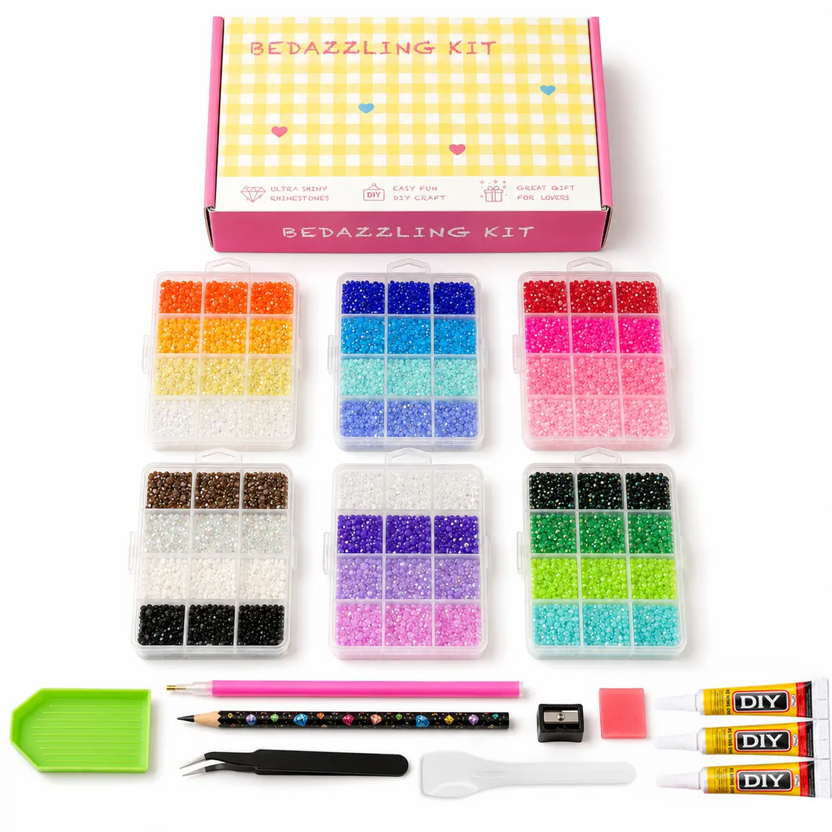 42,000Pcs Rhinestone Kit – 42 Colors 3mm Round Glitter Gems for Nail Art & DIY Crafts