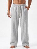 Men's Fleece-Lined Warm Sweatpants | Drawstring design, loose fit—suitable for autumn and winter wear.