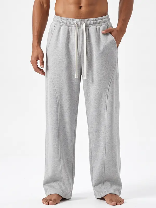 Men's Fleece-Lined Warm Sweatpants | Drawstring design, loose fit—suitable for autumn and winter wear.