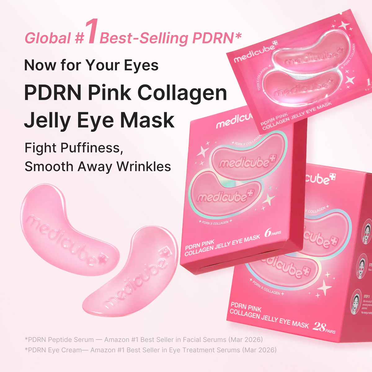 PDRN Pink Collagen Jelly Eye Mask | Hydrogel Eye Patches with PDRN, Collagen & NAD+